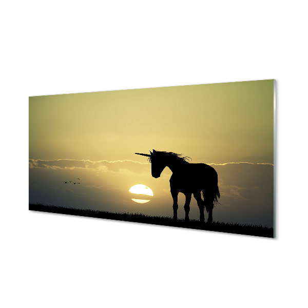 Acrylglasbilder Feld einhorn sonnenuntergang