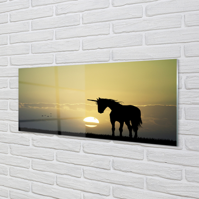 Acrylglasbilder Feld einhorn sonnenuntergang