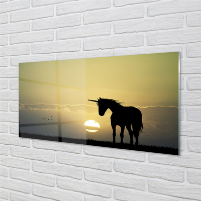 Acrylglasbilder Feld einhorn sonnenuntergang