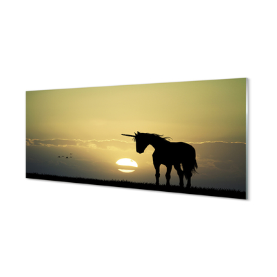 Acrylglasbilder Feld einhorn sonnenuntergang