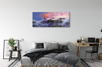 Acrylglasbilder Die spitzen der bäume winter