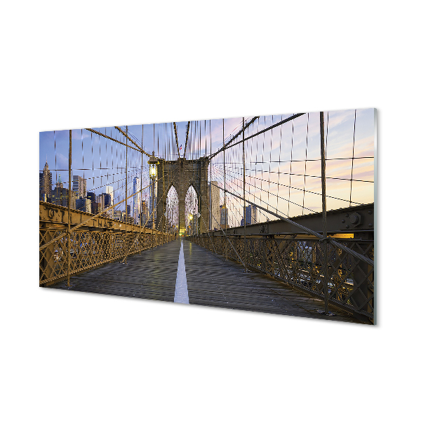 Acrylglasbilder Wolkenkratzer brücke sonnenuntergang
