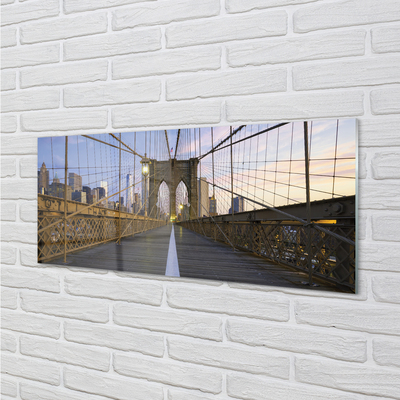 Acrylglasbilder Wolkenkratzer brücke sonnenuntergang