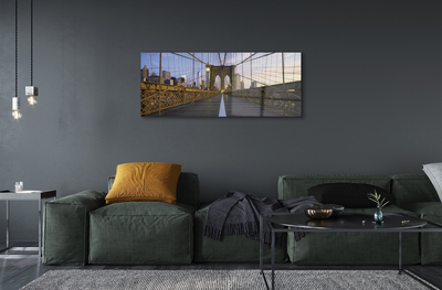 Acrylglasbilder Wolkenkratzer brücke sonnenuntergang