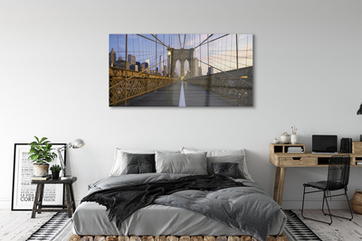 Acrylglasbilder Wolkenkratzer brücke sonnenuntergang