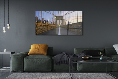 Acrylglasbilder Wolkenkratzer brücke sonnenuntergang