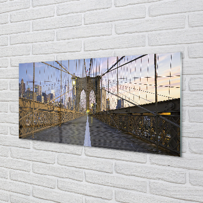 Acrylglasbilder Wolkenkratzer brücke sonnenuntergang