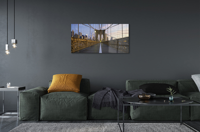 Acrylglasbilder Wolkenkratzer brücke sonnenuntergang