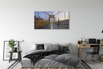 Acrylglasbilder Wolkenkratzer brücke sonnenuntergang