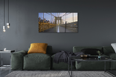 Acrylglasbilder Wolkenkratzer brücke sonnenuntergang