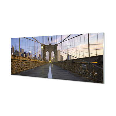 Acrylglasbilder Wolkenkratzer brücke sonnenuntergang