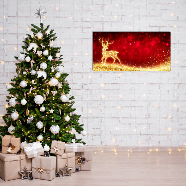 Glasbild aus Plexiglas® Goldene Ren-Weihnachtsdekoration