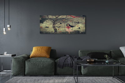 Leinwandbilder Rock Wolken Tochter Baum Vögel