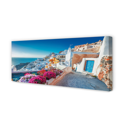 Leinwandbilder Gebäude Griechenland Blumenmeer