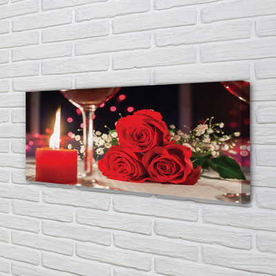 Leinwandbilder Glas Kerze Roses