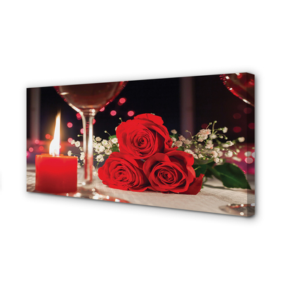 Leinwandbilder Glas Kerze Roses