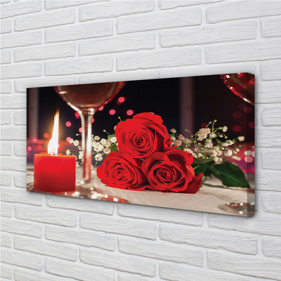 Leinwandbilder Glas Kerze Roses