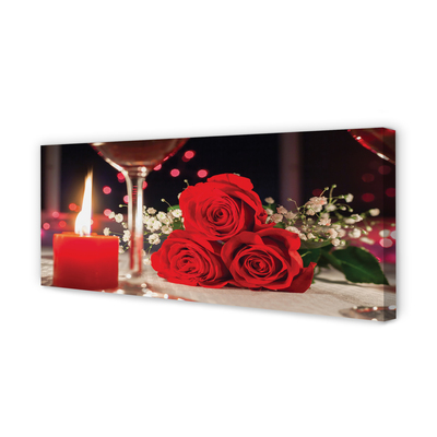 Leinwandbilder Glas Kerze Roses