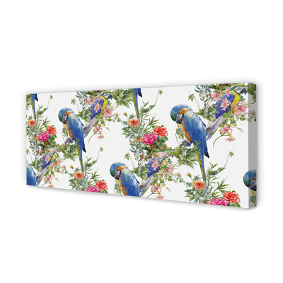 Leinwandbilder Vögel auf einem Zweig mit Blumen