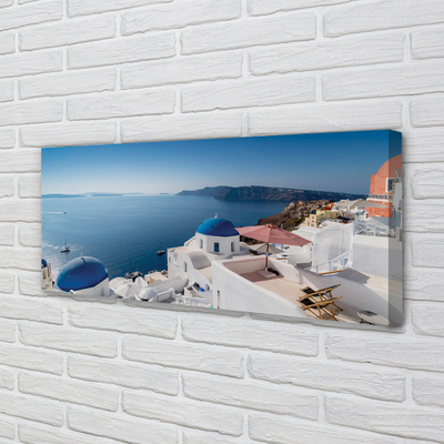 Leinwandbilder Panorama der Meer Griechenland Gebäude