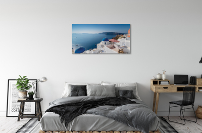 Leinwandbilder Panorama der Meer Griechenland Gebäude