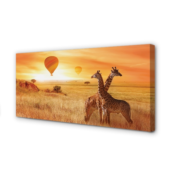 Leinwandbilder Ballon-Himmel-Giraffe