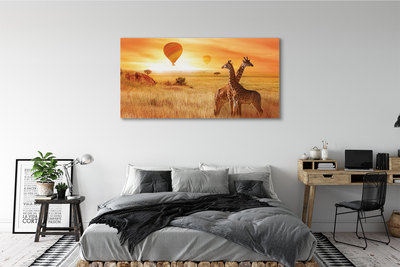 Leinwandbilder Ballon-Himmel-Giraffe