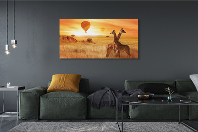 Leinwandbilder Ballon-Himmel-Giraffe