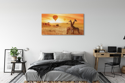 Leinwandbilder Ballon-Himmel-Giraffe