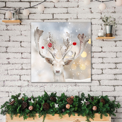 Canvas Kunstdruck Weiß Ren-Weihnachtskugeln