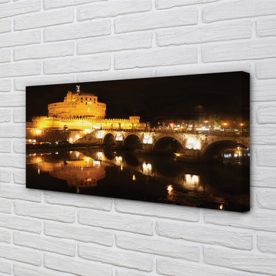 Leinwandbilder Rom Brücke Fluss Nacht