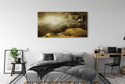 Leinwandbilder Drachen-Mountain-Gold Wolken