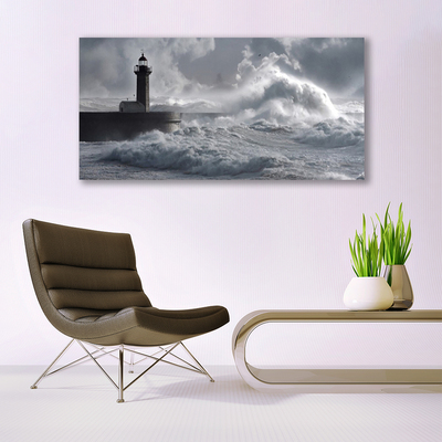 Canvas Kunstdruck Leuchtturm See Meer Natur