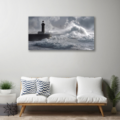 Canvas Kunstdruck Leuchtturm See Meer Natur