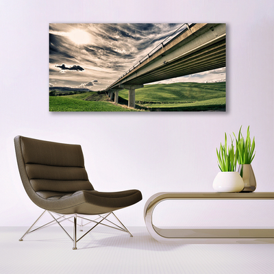 Canvas Kunstdruck Autobahn Brücke Tal Architektur