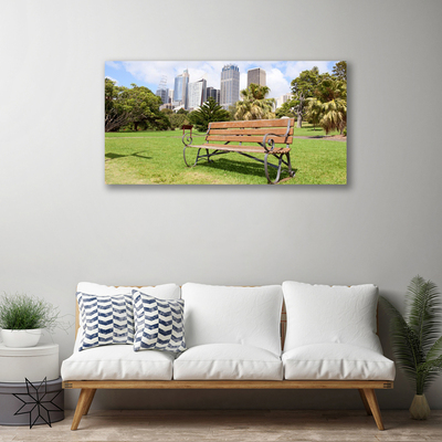 Canvas Kunstdruck Park Hochhäuser Bank Natur