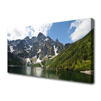 Canvas Kunstdruck Gebirge Berg See Wald Landschaft