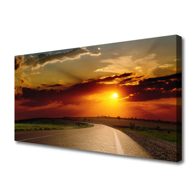 Canvas Kunstdruck Sonnenuntergang Straße Landschaft