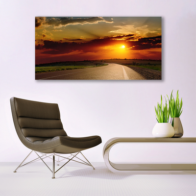 Canvas Kunstdruck Sonnenuntergang Straße Landschaft