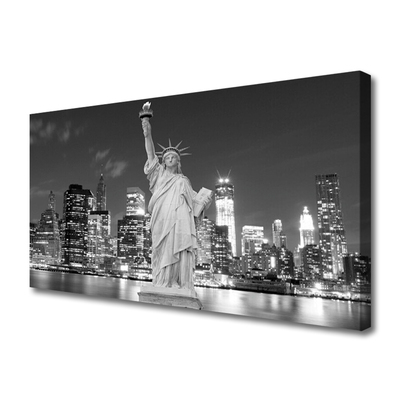 Canvas Kunstdruck Freiheitsstatue New York Gebäude