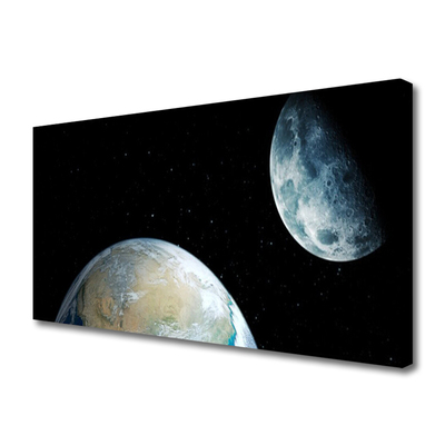 Canvas Kunstdruck Mond Erde Weltall Weltall