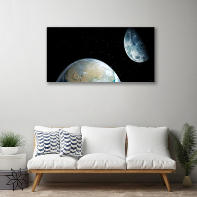 Canvas Kunstdruck Mond Erde Weltall Weltall