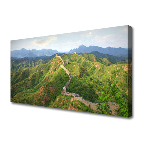 Canvas Kunstdruck Chinesische Mauer Berge Landschaft