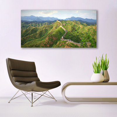 Canvas Kunstdruck Chinesische Mauer Berge Landschaft