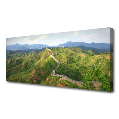 Canvas Kunstdruck Chinesische Mauer Berge Landschaft