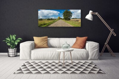 Canvas Kunstdruck Landstraße Kopfpflaster Landschaft