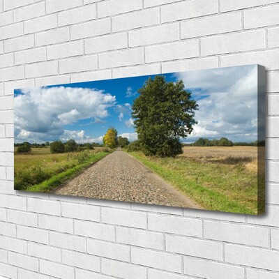 Canvas Kunstdruck Landstraße Kopfpflaster Landschaft