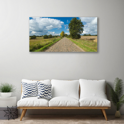 Canvas Kunstdruck Landstraße Kopfpflaster Landschaft