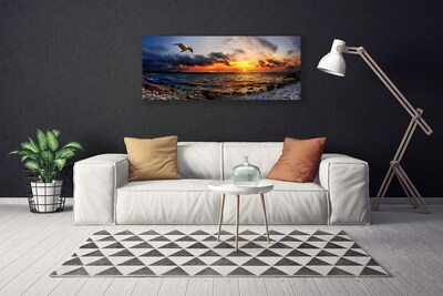 Canvas Kunstdruck Möwe Meer Strand Landschaft