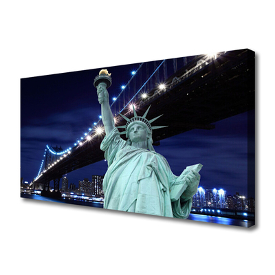 Canvas Kunstdruck Brücke Freiheitsstatue Architektur